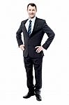 Full Length Portrait Of Smart Businessman Stock Photo