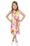 Full Length Portrait Of Stylish Young Girl Stock Photo