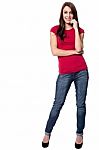 Full Length Pose Of Woman In Casual Stock Photo