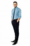 Full Length View Of A Business Executive Stock Photo