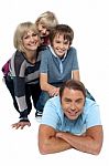 Fun Loving Family Exhibiting Great Bonding Stock Photo