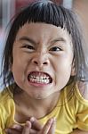 Funny Face Of Asian Children Grin ,toothy Face Stock Photo