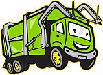 Garbage Rubbish Truck Cartoon Stock Photo