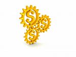 Gears With Dollar Stock Photo