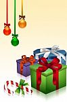 Gift Box With Christmas Bauble Stock Photo