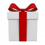 Gift Box With Red Ribbon Stock Photo
