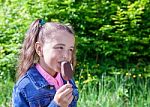 Girl Eating Ice Cream Stock Photo