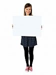 Girl Holding Blank Poster Stock Photo