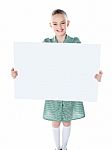 Girl Holding Blank White Board Stock Photo