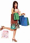 Girl Holding Lots Of Shopping Stock Photo