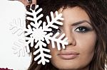 Girl Holding Snowflake Stock Photo