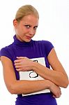 Girl Hugging Book Stock Photo