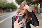 Girl  Listening To Music And Take Selfie Stock Photo