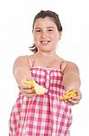 Girl Offering Chips Stock Photo