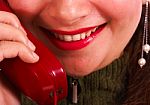 Girl On Telephone Stock Photo