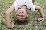 Girl Playing Outside Stock Photo