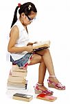 Girl Reading Books Stock Photo