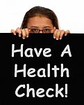 Girl Showing Health Check Up Board Stock Photo