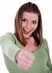 Girl Showing Thumbs  Up Stock Photo