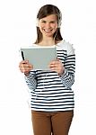 Girl Watching iPad Stock Photo