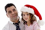 Girl Wearing Christmas Hat Stock Photo