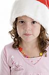 Girl Wearing Christmas Hat Stock Photo