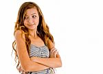 Girl With Arms Crossed Stock Photo