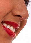 Girl With Glossy Red Lips Stock Photo