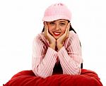 Girl With Knitted Hat And Jumper Stock Photo