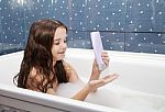 Girl With Taking A Bath Stock Photo