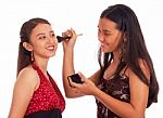 Girls Applying Makeup Stock Photo