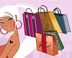 Girls Shopping Stock Photo