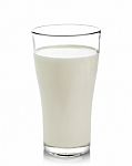 Glass Of Milk Isolated On White Background Stock Photo