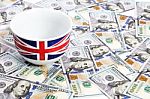 Glass Painted Lake Union Jack On Dollar Bills Stock Photo