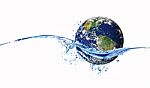 Globe With Splashing Water Stock Photo