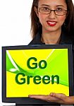 Go Green Computer Message Stock Photo