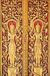 Gold Angels Stripes Thai Arts On Door Church Stock Photo