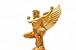 Golden Garuda Statue Isolated Clipping Path Stock Photo