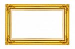 Golden Wood Picture Frame Stock Photo