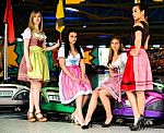 Gorgeous Young Women At German Funfair Stock Photo