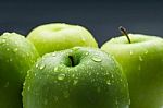 Green Apples Composition With Water Drop Stock Photo