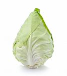 Green Cabbage Isolated On White Stock Photo