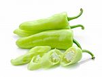 Green Hot Chili Pepper On White Stock Photo