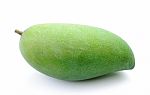 Green Mango Isolated On A White Background Stock Photo