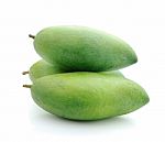 Green Mango Isolated On A White Background Stock Photo