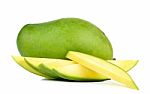 Green Mango Isolated On White Background Stock Photo