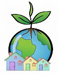 Green Planet And Homes Stock Photo