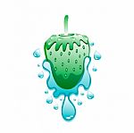 Green Strawberry With water Drops Stock Photo