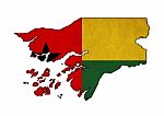 Guinea-bissau Map On  Flag Drawing ,grunge And Retro Flag Series Stock Photo