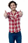 Guy Showing Double Thumbs Up Stock Photo